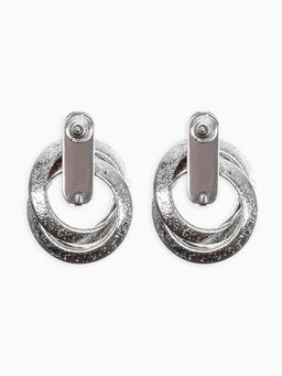 Серьги металл Фьюче круги плетения, цвет серебро