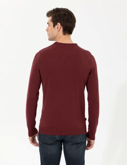 Bordo Slim Fit Bisiklet Yaka Triko Kazak - Pierre cardin фото 5