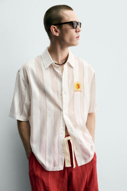 CAMISA JACQUARD RAYAS BORDADO / Blanco - Zara фото 6