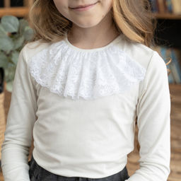 Джемпер детский молочный с жабо Д-254 (146, 76)