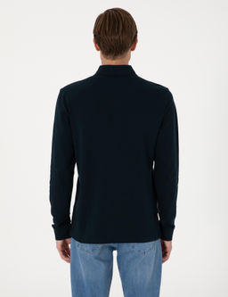 Lacivert Slim Fit K_vr_lmaz Polo Yaka Basic Pike Sweatshirt - Pierre cardin фото 5