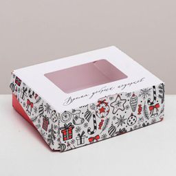 Цена за 5 шт. Коробка складная «Время добрых подарков», 10 х 8 х 3.5 см