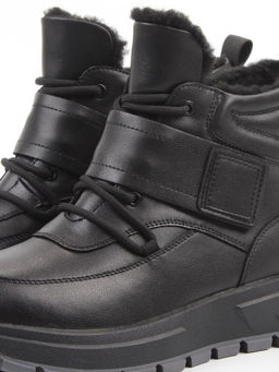 04-WB012-1M BLACK Кроссовки зимние женские (натуральная кожа, 100% шерсть)