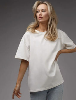 K11054 Футболка OVER SIZE (плотный хлопок) БЕЛЫЙ