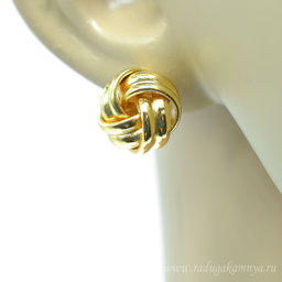 Серьги Премиум 15*15мм золотистые, 9г