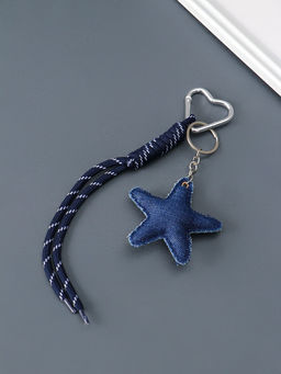 Брелок для ключей на кольце на карабине «Звезда», текстиль, джинс, с узлом, на сумку, рюкзак, 21×7.7×2 см