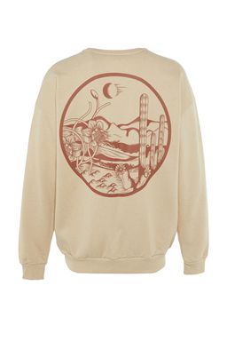 TRENDYOL MAN Lacivert Oversize/Genis Kesim S?rt Bask?l? Ici Polar/S?cak Tutan Pamuk Sweatshirt TMNAW22SW0796 - Trendyolmilla фото 7