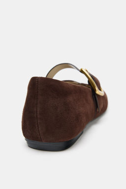 SUEDE BALLERINA FLATS WITH BUCKLE - Zara фото 11