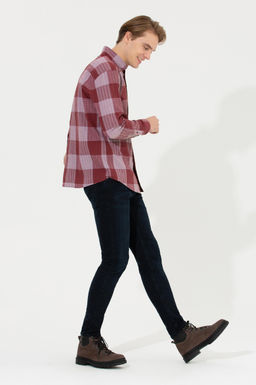 Рубашка мужская U.S. Polo Assn в шотландскую клетку красная  фото 3