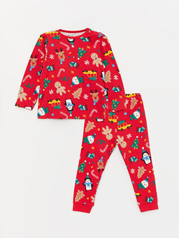 Bisiklet Yaka Uzun Kollu Y?lba?? Temal? Erkek Bebek Pijama Tak?m?