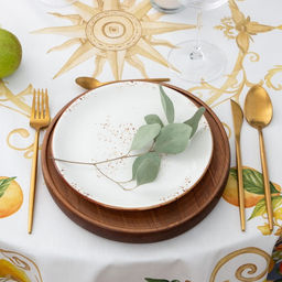 Скатерть Этель Southern fruits, d=215 см с ГМВО, 100% хлопок, саржа 190 г/м?