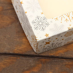 Цена за 20 шт. Коробка новогодняя складная Снежинка, 20?12?4 см с окном - UPAK LAND фото 3