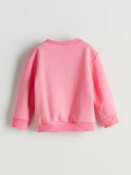 Bisiklet Yaka Yaz? Bask?l? K?z ?ocuk Sweatshirt