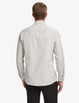 Gri Oxford Slim Fit Kolay _t_lenebilir G_mlek