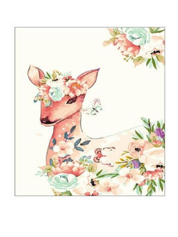 Алмазная мозаика без подрамника "Олень с цветами", 15х20 см