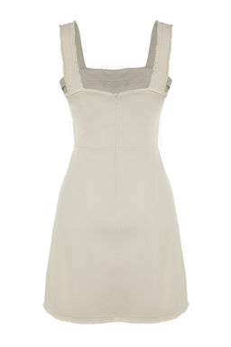 Trendyolmilla Tas A Kesim Kusgozu Detayl? Kare Yaka Mini Dokuma Elbise TWOSS23EL02067