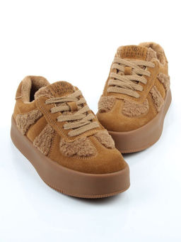 04-P133-2C BROWN Кроссовки демисезонные женские (натуральная замша, байка)