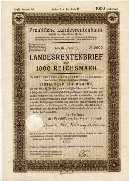 Облигация 4,5% 1000 рейхсмарок 1935 года Германия