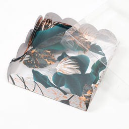 Цена за 5 шт. Коробка для печенья, «Мраморный гербарий», 12×12×3 см