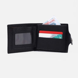 Портмоне мужское на магните, отдел для купюр, для монет, для карт, цвет чёрный - Simaland фото 4