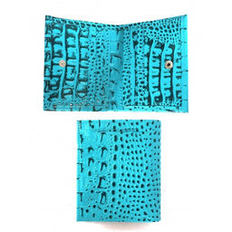 Портмоне женское Croco-ПР-905 натуральная кожа 2 отд, 8 карм, бирюза кайман (72) 264622