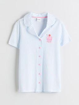 G?mlek Yaka ?izgili K?z ?ocuk Pijama Tak?m