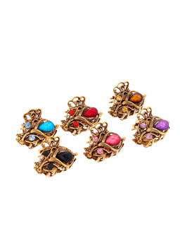 Цена за 12 шт. Крабик для волос «Индия», тюльпан, 2.5 см, золото МИКС