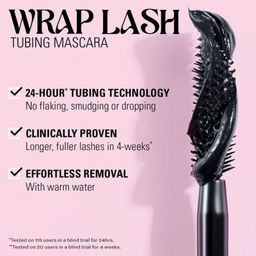 Тушь для ресниц Wrap Lash Mega Extension & Volume Tubing Mascara, Burgundy 6865326