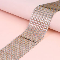 Лента с имитацией страз, 6 см, 1,5 м, цвет золотой - Арт узор фото 2