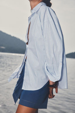 STRIPED POPLIN SHIRT WITH METALLIC THREAD - Zara фото 8