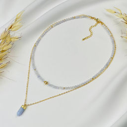 Колье из Голубого агата "Халцедон" с подвеской