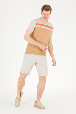 U. S. Polo Assn Мужской вязаный свитер светло-коричневого цвета с круглым вырезом - U.s. polo assn фото 4