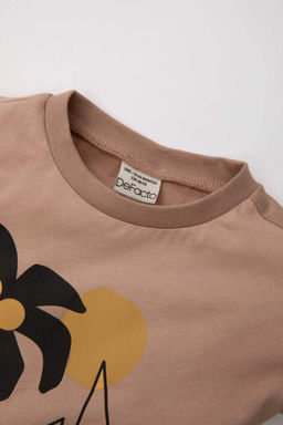 Футболка с короткими рукавами и принтом пальм для маленьких мальчиков - Defacto фото 2