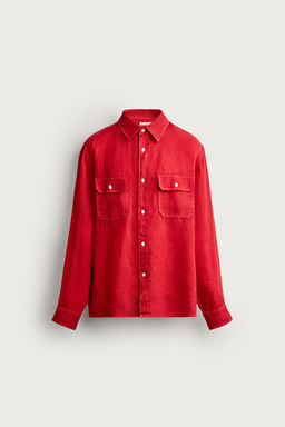 SOBRECAMISA REGULAR FIT 100% LINO / Rojo - Zara фото 7