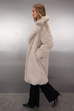 Vizon Oversize Kal?p Uzun Kurk Kaban TWOAW25KB00053 - Trendyolmilla фото 4
