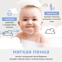 LULU пенка д/купания 2в1 250мл с пантенолом, бисабололом, экстрактами ромашки, календулы и лаванды, без SLS, SLES