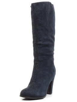 02-F65-011M DARK BLUE Сапоги зимние женские (натуральная замша, натуральный мех (полностью))