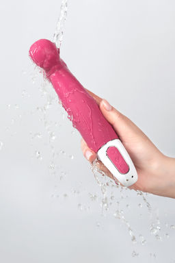 Нереалистичный вибратор Satisfyer Vibes Petting Hippo, силикон, красный, 22,9 см.  фото 7
