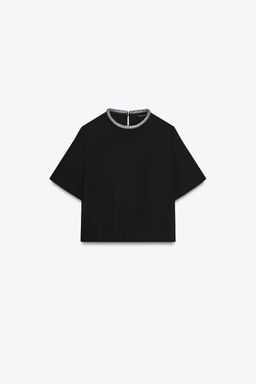 TOP WITH GLITTER NECK - Zara фото 6