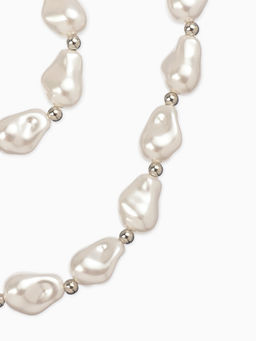 Набор 2 предмета: бусы, браслет «Жемчуг барочный. Капля», 40/18 см, белый в серебре