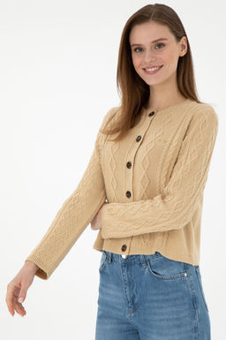 Женский трикотажный кардиган песочного цвета Неожиданная скидка в корзине - U.s. polo assn фото 3