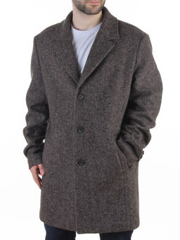475627962 BROWN/GRAY Пальто Френч демисезонное мужское (65% шерсть, 35% кашемир)