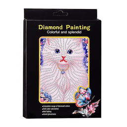 Мозаика алмазная "Белый котёночек" 15*20см