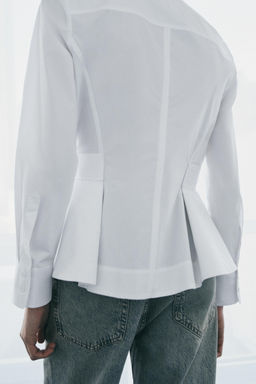 CAMISA POPEL?N PEPLUM ZW COLLECTION / Blanco - Zara фото 3