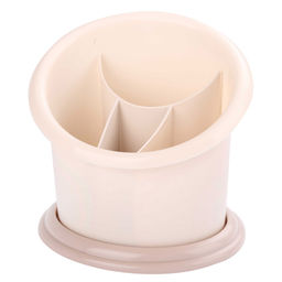 Подставка для столовых приборов пластмассовая Стиль 16х13х16см, 4-х секционная, светло-бежевый (Россия)