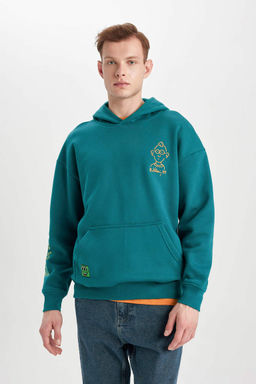 Толстовка оверсайз с капюшоном и принтом на спине Keith Haring - Defacto фото 4