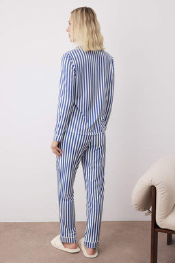 Trendyolmilla Pembe Cizgi Desenli Biyeli Ici Polarl? Gomlek-Pantolon Orme Pijama Tak?m? THMAW24PT00050  фото 22