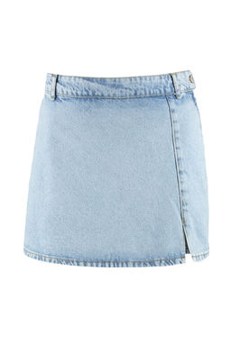 Ac?k Mavi Y?rtmacl? Denim Sort Etek TWOSS23SR00091