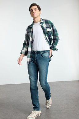 TRENDYOL MAN Ac?k Mavi Esnek Kumas T?rnakl? Destroylu Slim Fit Dar Kesim Jeans Kot Pantolon TMNSS21JE0067 - Trendyolmilla фото 9