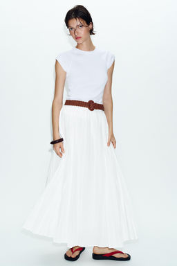 FALDA MIDI CINTUR?N / Blanco